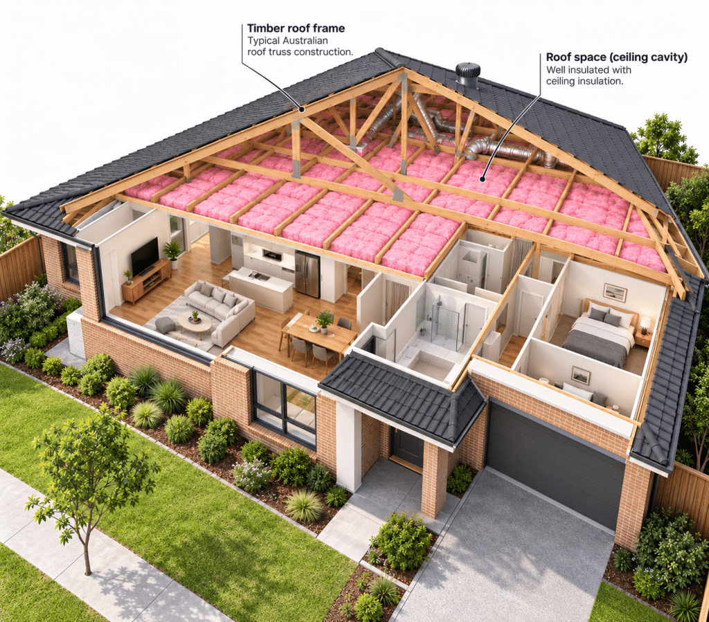 Modern Roof Cutaway Home Infographic